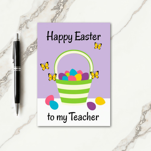 Spring Eggs Basket Happy Card