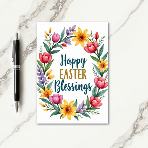 Spring Floral Easter Greeting Card