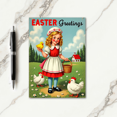 Spring Girl Easter Scene Card