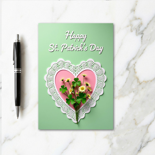 Spring Heart St Patricks Day Card