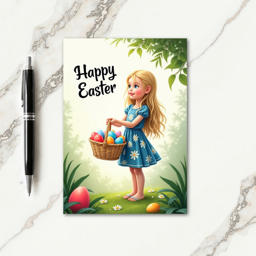 Spring Joy Girl Illustration Card