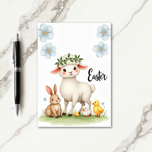 Spring Lamb Friends Festive Card