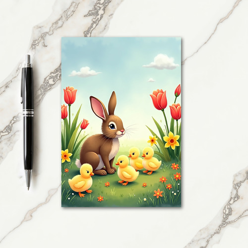 Spring Meadow Rabbit Scene Card
