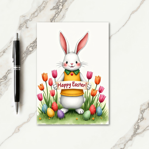 Spring Pattern Bunny Greeting Card