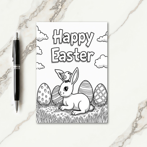 Spring Rabbit Coloring Card
