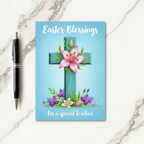 Spring Renewal Floral Cross Card