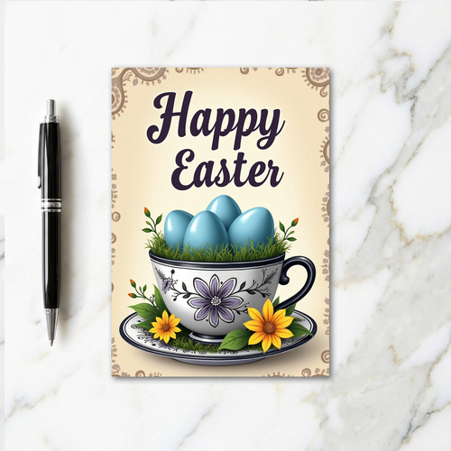 Spring Teacup Floral Greeting Card