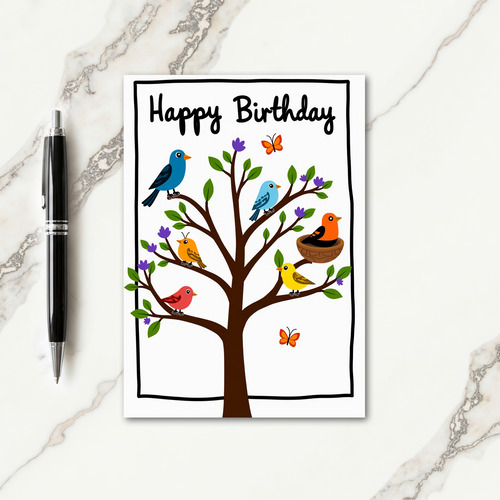 Spring Tree Birthday Card