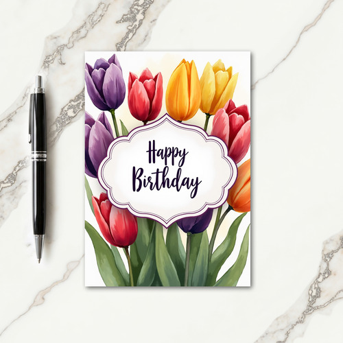 Spring Tulip Birthday Card