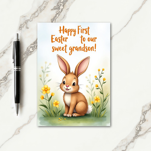 Springtime Bunny First Birthday Card