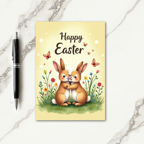Springtime Bunny Hugs Greeting Card