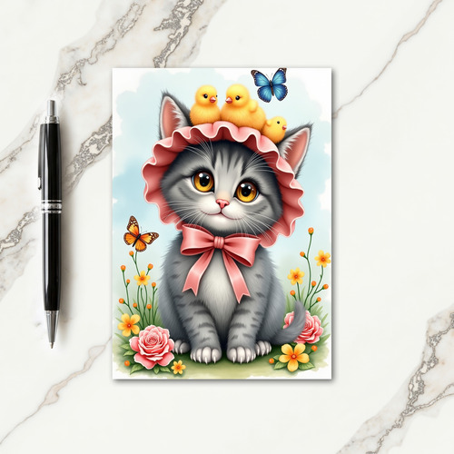 Springtime Cat Mothers Day Card