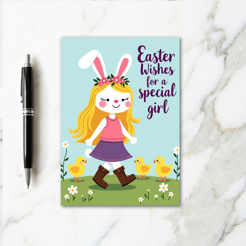 Springtime Joy Girl And Bird Card