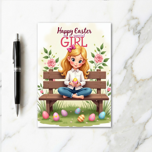 Springtime Joy Girl Egg Card