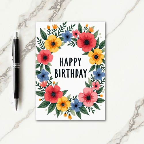 Springtime Wreath Birthday Card