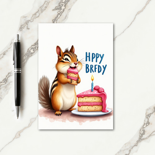 Squirrel Cake Birthday Card