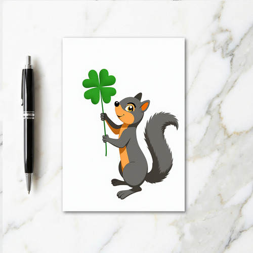 Squirrel Clover Luck Card