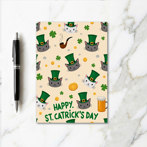 St Catricks Day Cat Faces Card