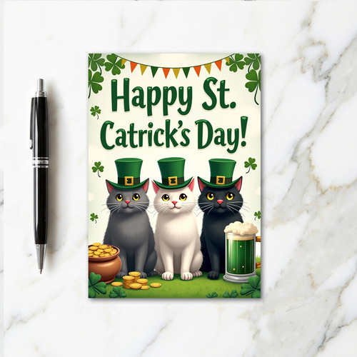 St Catricks Day Cat Pattern Card