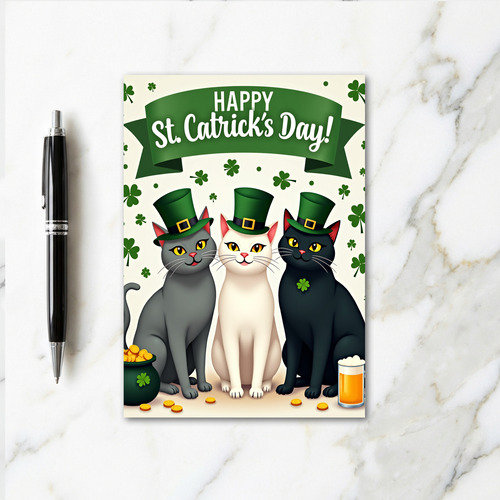 St Catricks Day Cats Fun Card