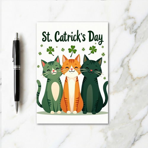 St Catricks Day Cats Luck Card