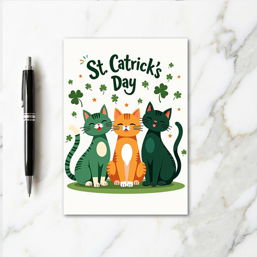 St Catricks Day Feline Fun Card