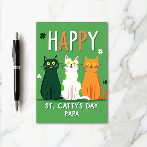 St Cattys Day Papa Cat Card
