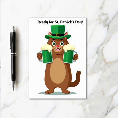 St Patricks Cat Fun Card