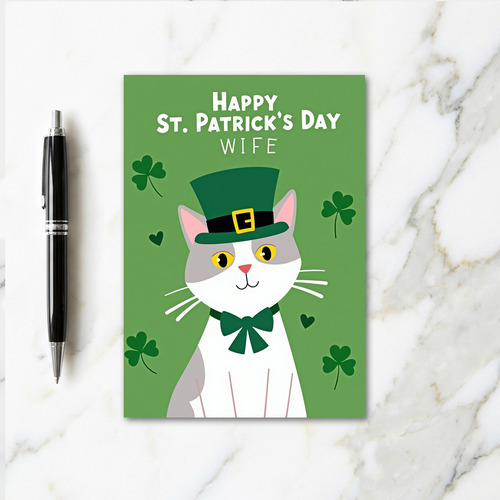 St Patricks Cat Wife Greeting Card