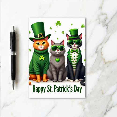 St Patricks Cats Fun Day Card