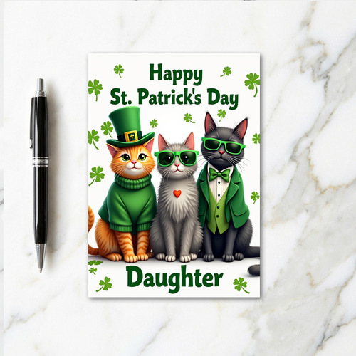 St Patricks Cats Glitter Texture Card