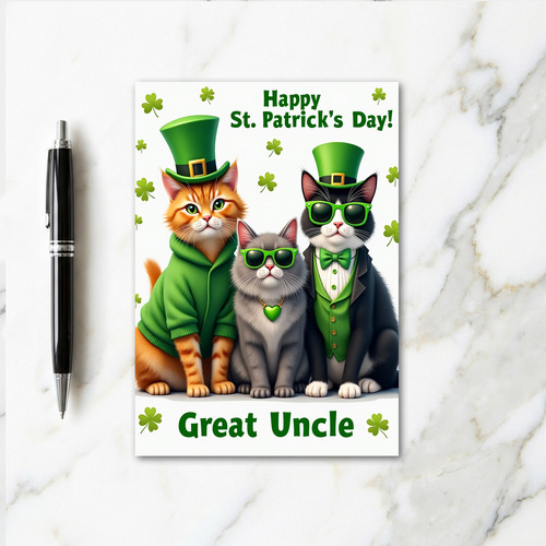 St Patricks Cats Great Uncle Card