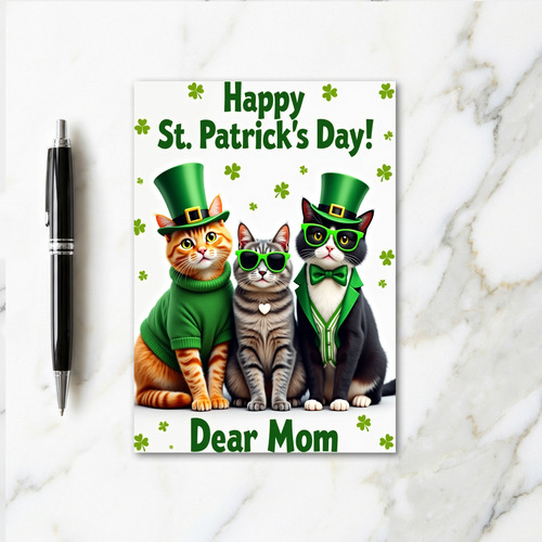 St Patricks Cats Kraft Paper Look Card