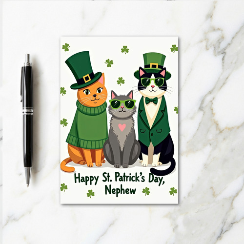 St Patricks Cats Nephew Day Card