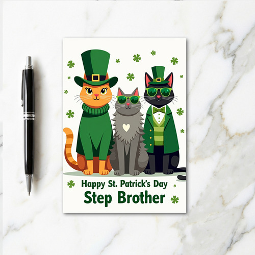 St Patricks Cats Step Brother Card