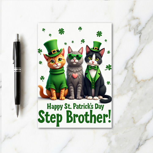 St Patricks Cats Stepbrother Card