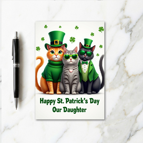 St Patricks Cats Watercolor Style Card