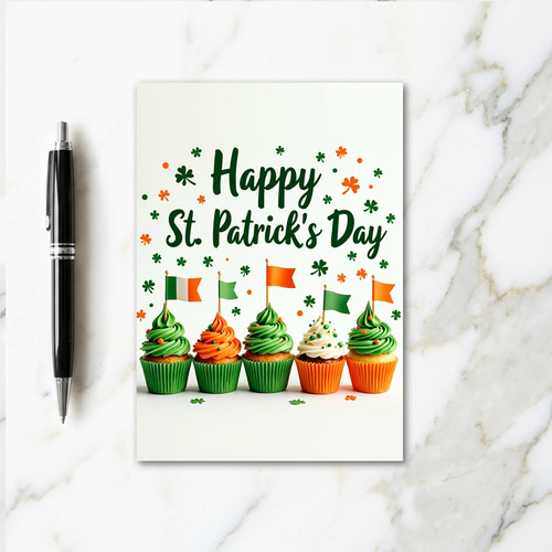 St Patricks Cupcake Glitter Texture Card