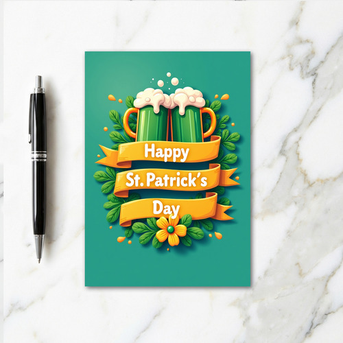 St Patricks Day Beer Mugs Card