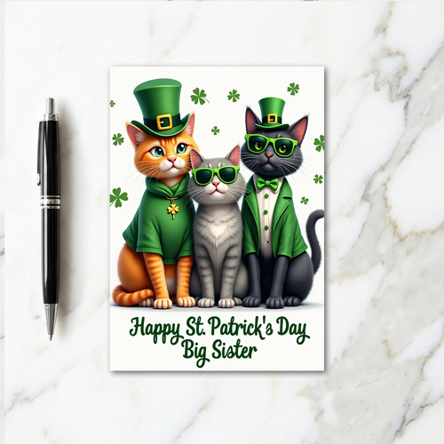 St Patricks Day Cats Big Sister Card