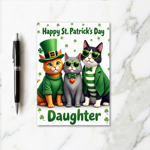 St Patricks Day Cats Daughter Card