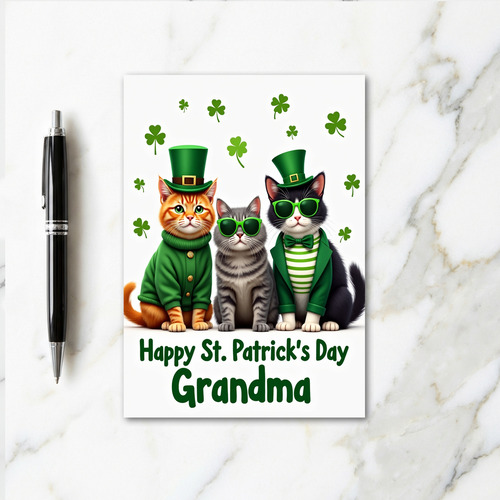 St Patricks Day Cats Grandma Card