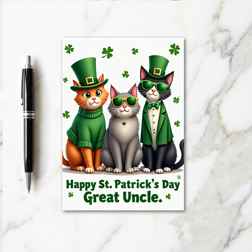 St Patricks Day Cats Great Uncle Card