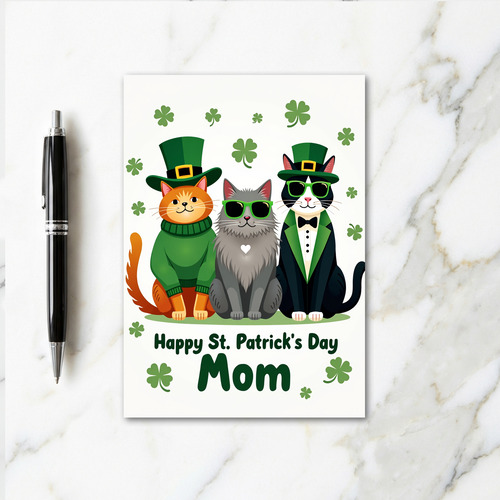St Patricks Day Cats Mom Card