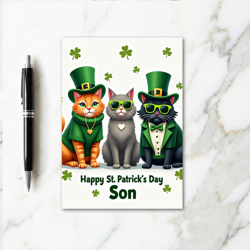 St Patricks Day Cats Son Card