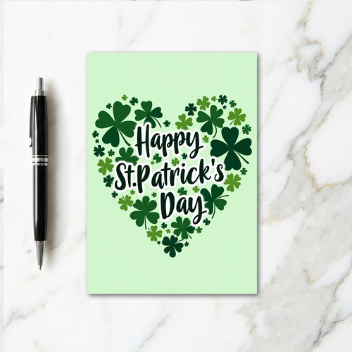 St Patricks Day Clover Heart Art Card