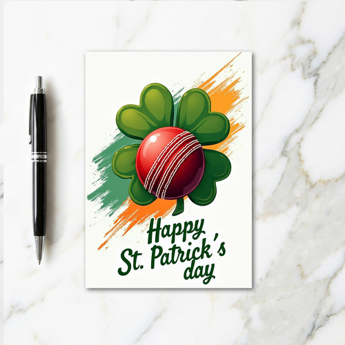 St Patricks Day Cricket Ball Card