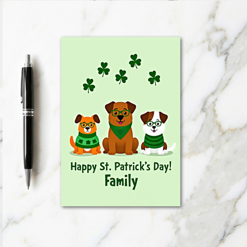 St Patricks Day Dogs Family Card
