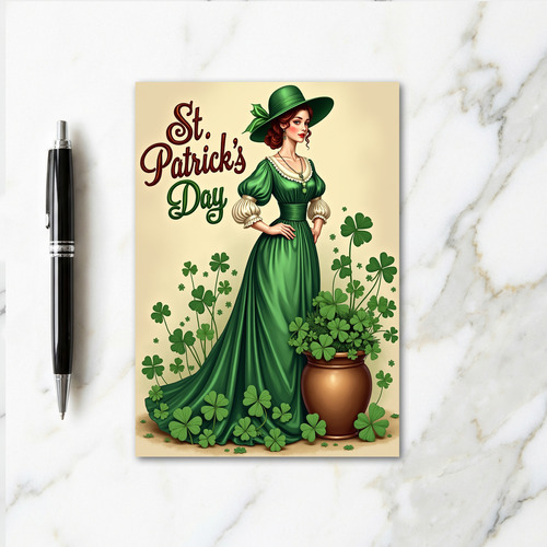 St Patricks Day Emerald Gown Card