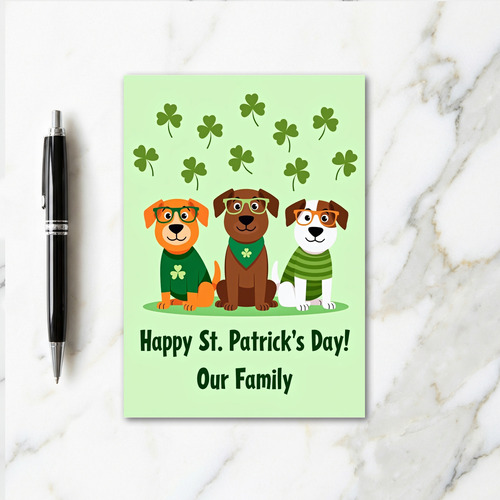 St Patricks Day Family Dogs Card